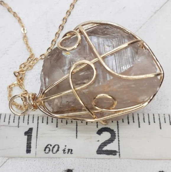 Wire wrapped Genuine smokey Quartz necklace - Picture 7 of 8